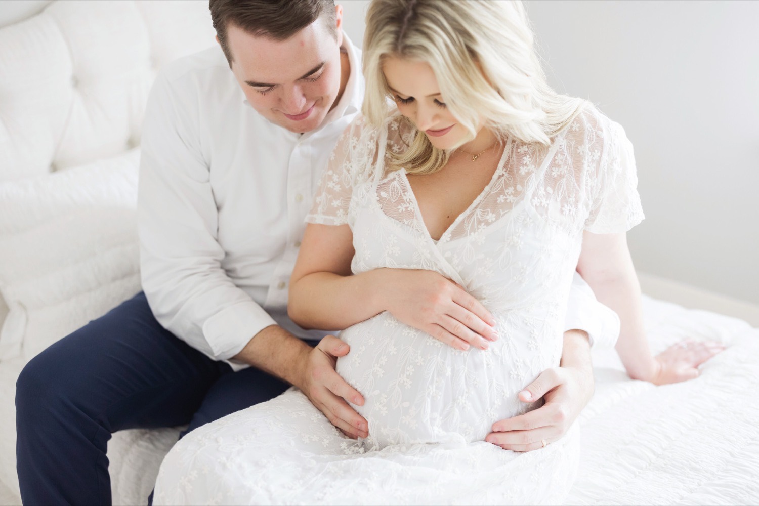 A maternity session photographed in the Fresh Light studio